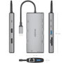 Aisens Docking USB Tipo-C 10 en 1 con HDMI, DisplayPort y PD 100W, Gris